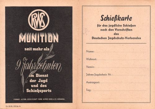 Jagd RWS Munition Schießkarte ngl 300.547