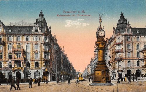 Frankfurt (Main) Kaiserstraße mit Uhrentürmchen gl1918 300.699