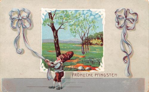 Motiv Glückwunsch Pfingsten Prägekarte Zwerg gl1918 301.156