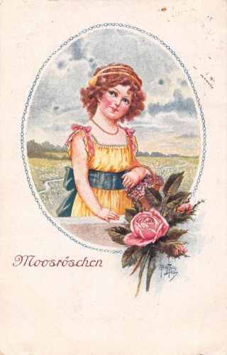 Motiv Kinder Moosröschen Künstlerkarte gl1920 301.172