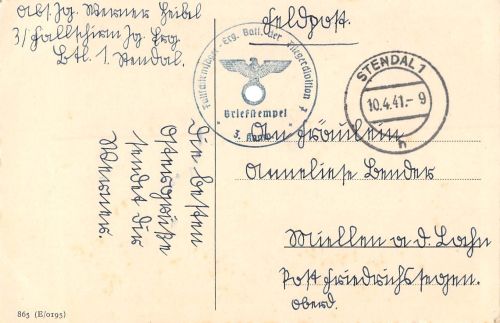 Motiv Militär II. WK Briefstempel feldpgl1941 301.211