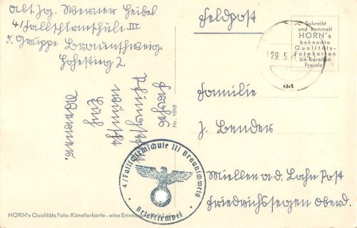 Motiv Militär II. WK Briefstempel feldpgl 301.213