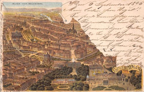 Österreich Wien Litho Blick vom Belvedere gl1896 301.251