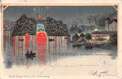 Elsass Strassburg Litho Orangerie (Festbeleuchtung) gl1907 301.338