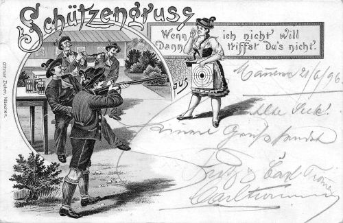 Motiv Schützengruß Litho Karte leicht beschädigt gl1896 301.349