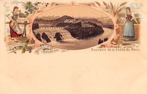 Schweiz Schaffhausen Rheinfall Litho Mehrbildkarte ngl 301.425