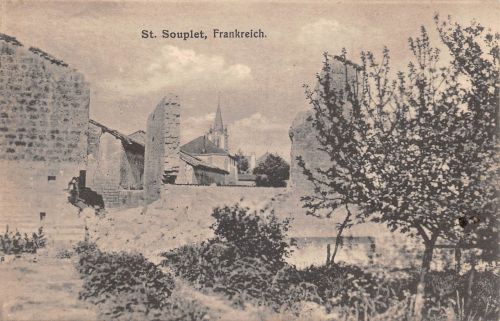 Militär I. WK St. Souplet Zerstörte Gebäude feldpgl1916 301.773