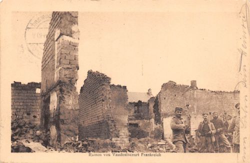 Militär I. WK Vaudesincourt Ruinen feldpgl1915 301.774