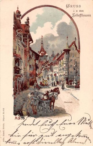 Schweiz Schaffhausen Oberstadt Litho gl1898 301.823