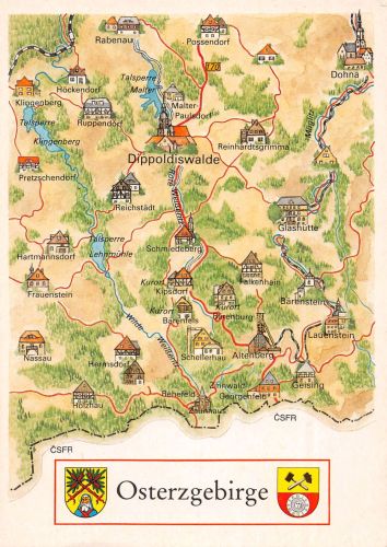 Osterzgebirge Landkarten-AK ngl 303.821