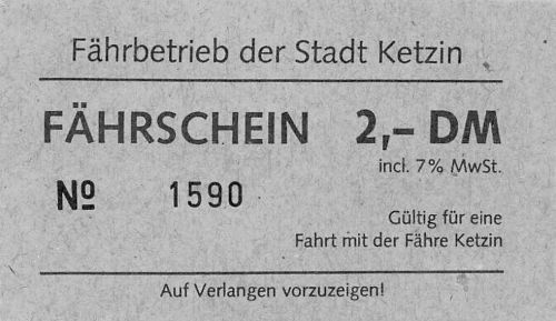 Ketzin (Havel) 3 versch. Fährscheine, keine AK! ngl 304.666