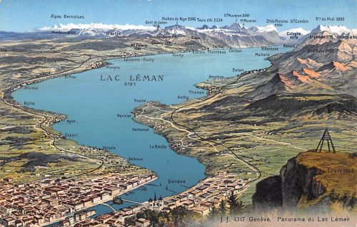 Schweiz Geneve Panorama du Lac Leman Landkarten-AK ngl 305.177
