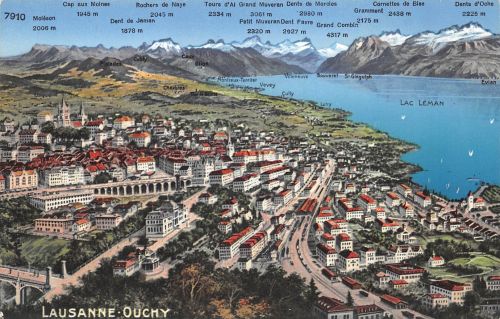 Schweiz Lausanne-Ouchy Panorama Landkarten-AK ngl 305.178