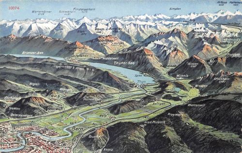 Schweiz Bern Panorama Landkarten-AK ngl 305.179