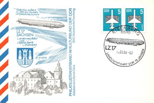 Eisenberg i.Th. Sonderpostkarte Philatelistenverband Zeppelin ngl 305.201