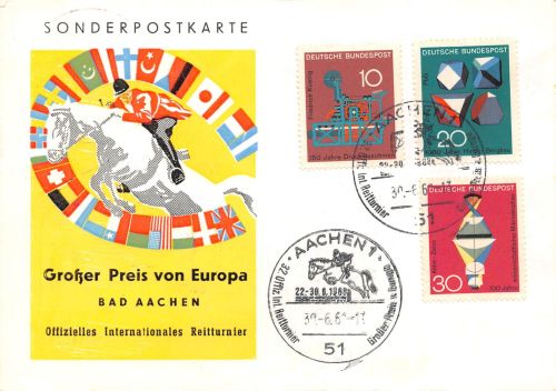 Aachen Sonderpostkarte Großer Preis von Europa Reitturnier 1968 gl1968 305.204