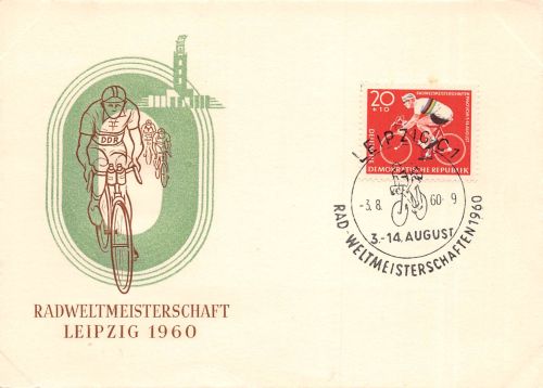 Leipzig Sonderkarte Radweltmeisterschaft 1960 mit Sonderstempel ngl 305.206