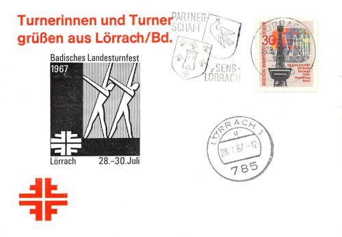Lörrach Sonderkarte Badisches Landesturnfest 1967 ngl 305.207