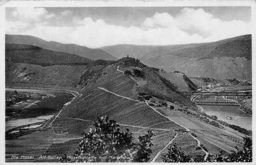 Alf-Bullay a.d.Mosel, Moselschleife mit Marienburg gl1939 305.334