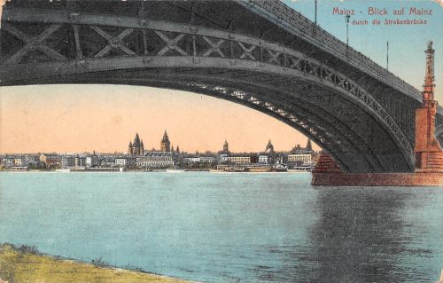 Mainz Blick durch die Straßenbrücke feldpgl1916 305.458