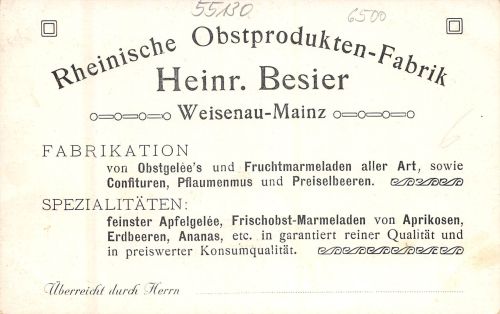 Mainz-Weisenau Rheinische-Obstprodukten-Fabrik Heinr.Besier ngl 305.462