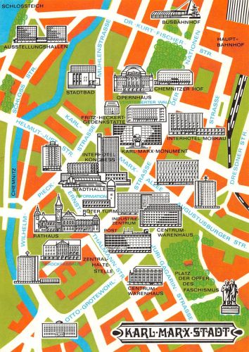 Karl-Marx-Stadt Stadtplan-AK ngl 305.516