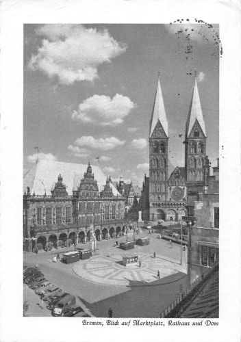 Bremen Blick auf Marktplatz, Rathaus und Dom gl1960 305.543