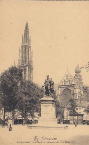 Antwerpen/Anvers, Groenplaats, Hoofkerk, Standbeeld van Rubens ngl G3591