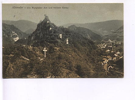 Altenahr Burgruine Are und weißes Kreuz gl1909 19.524