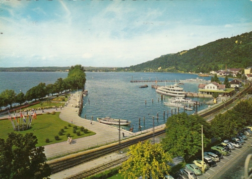Bregenz am Bodensee, Hafen mitBlumenmolo gl1962 G4226