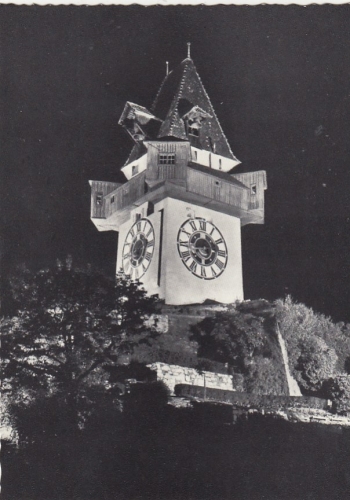 Graz, Steiermark, Uhrturm in Festbeleuchtung ngl G5124