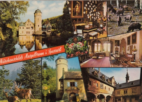 Märchen-Schloß Mespelbrunn, Spessart, Mehrbildkarte gl1960 G6356