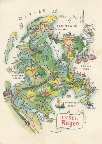 Ostsee, Insel Rügen, Landkarte gl1962? G6589