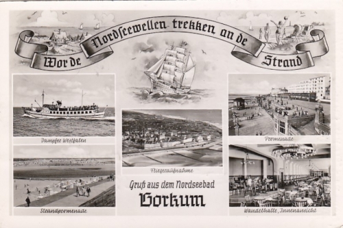 Nordseebad Borkum, Mehrbildkarte gl1952? G6670
