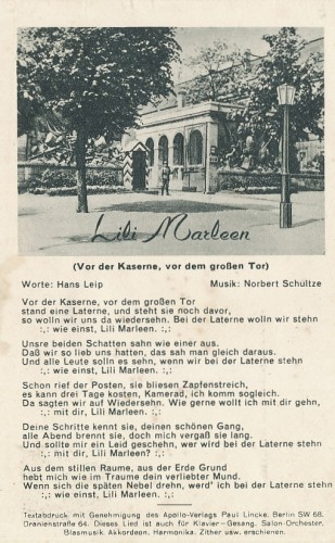 Lili Marleen: Vor der Kaserne, v.d. gr. Tor ngl 110.590