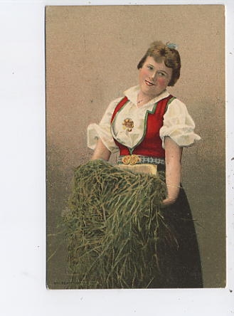 Mädchen in Tracht mit Heu ngl 45.768