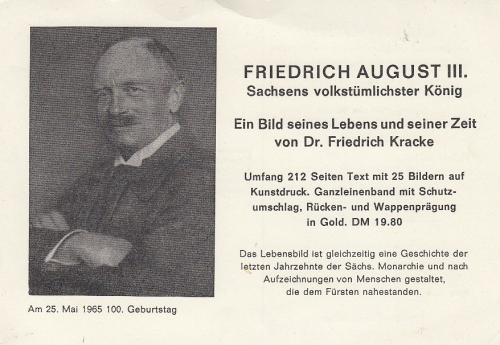 Friedrich August II. König von Sachsen nglWerbekarte für Buch D5136