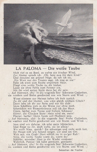 Liedtext: La Paloma - Die weiße Taube ngl E0750
