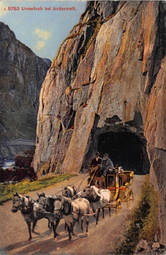 Postkutsche am Urnerloch bei Andermatt ngl 161.112