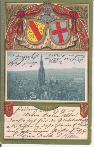 Freiburg im Breisgau - Panorama, Wappen, Prägekarte gl1901 226.878