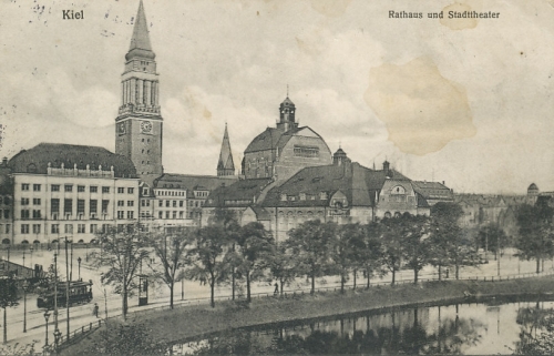 Kiel Rathaus und Stadttheater gl1912 118.340