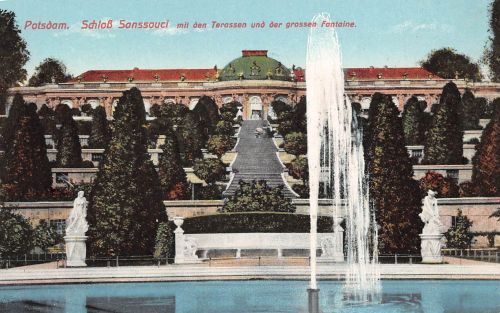 Potsdam - Sanssouci Terassen und große Fontaine ngl 174.431