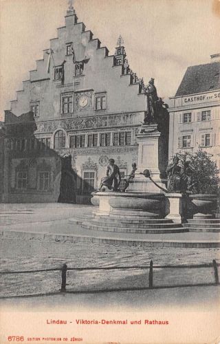 Lindau (Bodensee) Viktoria-Denkmal und Rathaus ngl 174.674