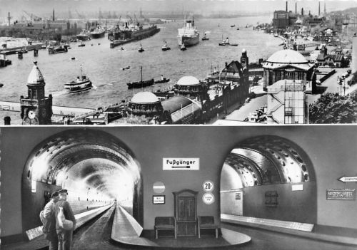 Hamburg Hafen und Elbtunnel Mehrbildkarte ngl 174.953