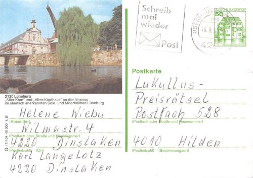 Lüneburg Ganzsache Bund P 134 gl1981 175.084