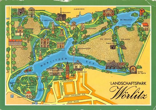 Wörlitzer Park bei Dessau, Karte vom Landschaftspark gl1989 177.152