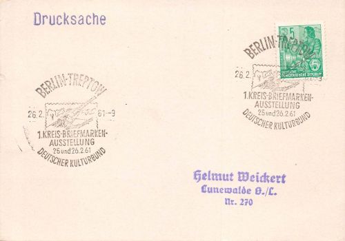 Berlin-Treptow Drucksache mit Sonderstempel gl1961 182.304