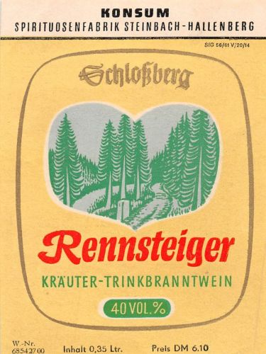 Steinbach-Hallenberg Spirituosenfabrik Konsum Flaschenetikett keine AK ngl 183.042