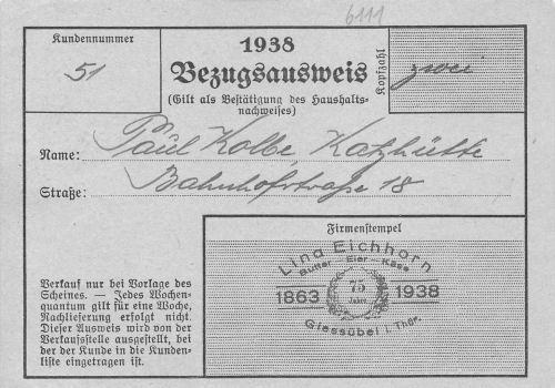 Giessübel Thür.Wald Bezugsausweis keine AK ngl 183.153