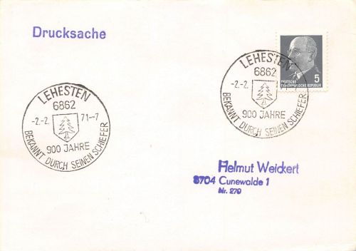 Lehestein Beleg mit Sonderstempel gl1971 184.672